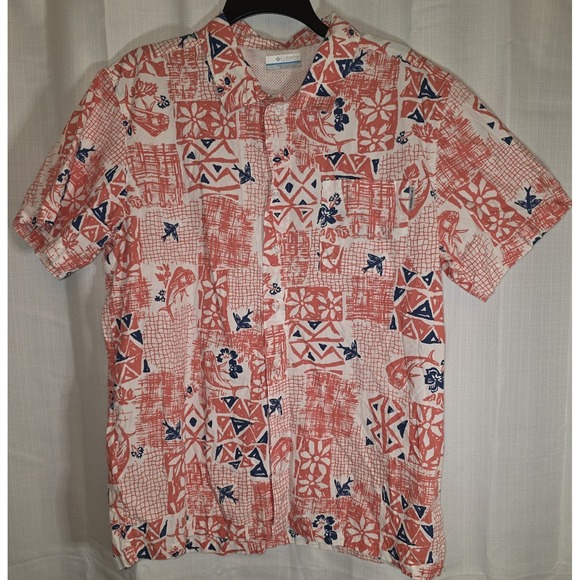 Columbia Other - Columbia PFG Shirt Mens Large Red Button Up Fish Hike Vented Flying Fish